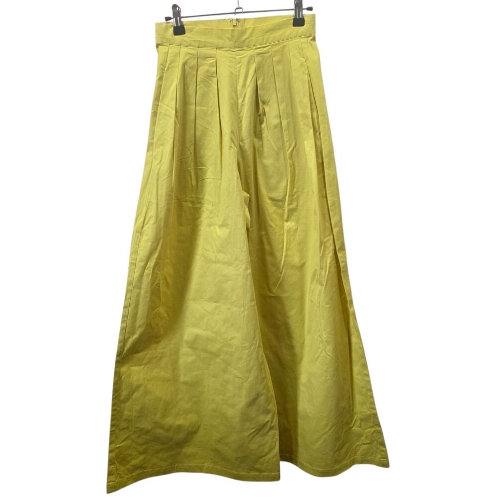Corey Lynn Calter Yellow Wide Leg Palazzo Pants Womens XS High Rise Silk